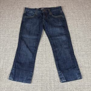 Frankie B Cuffed Crop Capri Jeans Sz 2 Distressed Stretch Cropped Denim